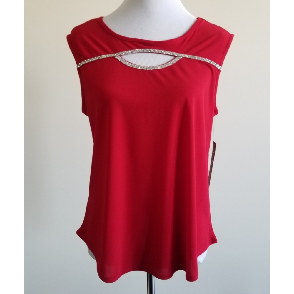 🆕️⬇️Love Scarlett Ruby Red Rhinestone Cutout Top